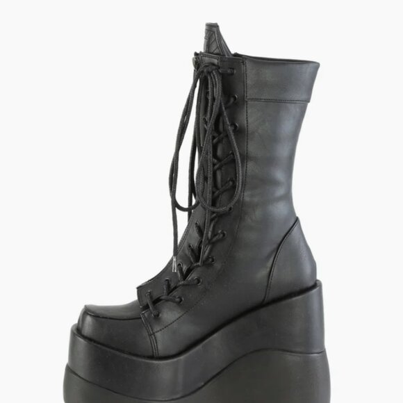 NWOT TAGS DEMONIA Void-118 PLATFORM BLACK BOOT COFFIN - Picture 2 of 3